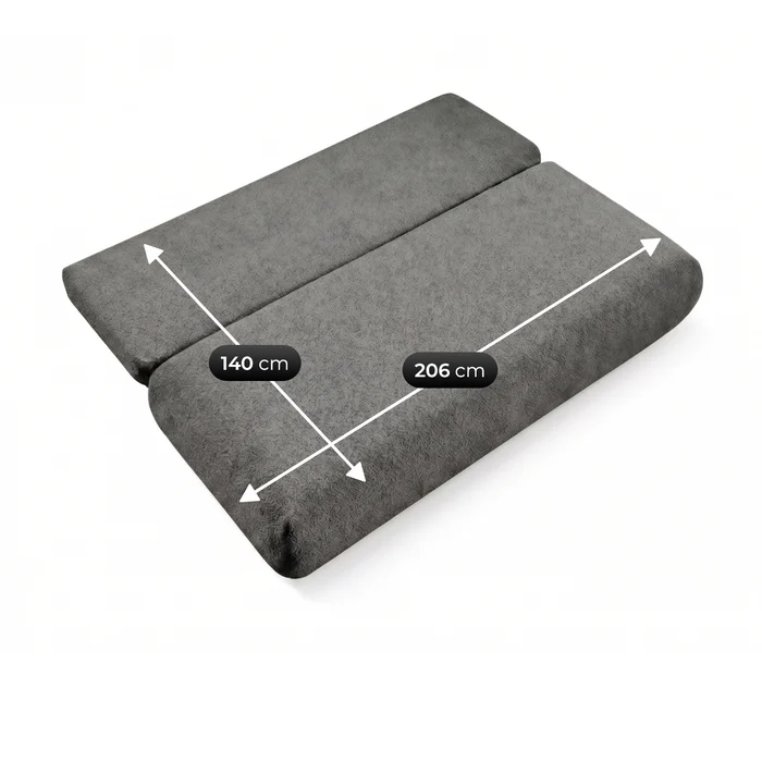 Sofa BASE Rozkładana Dwuosobowa Ciemnoszara Boucle Nowoczesna