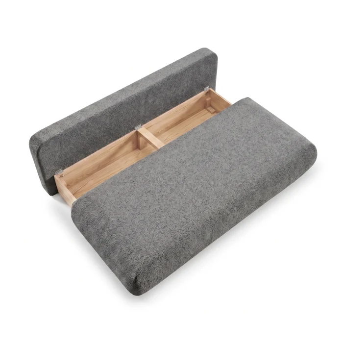 Sofa BASE Rozkładana Dwuosobowa Ciemnoszara Boucle Nowoczesna