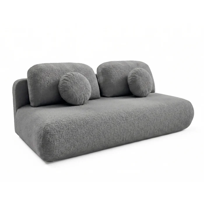 Sofa BASE Rozkładana Dwuosobowa Ciemnoszara Boucle Nowoczesna