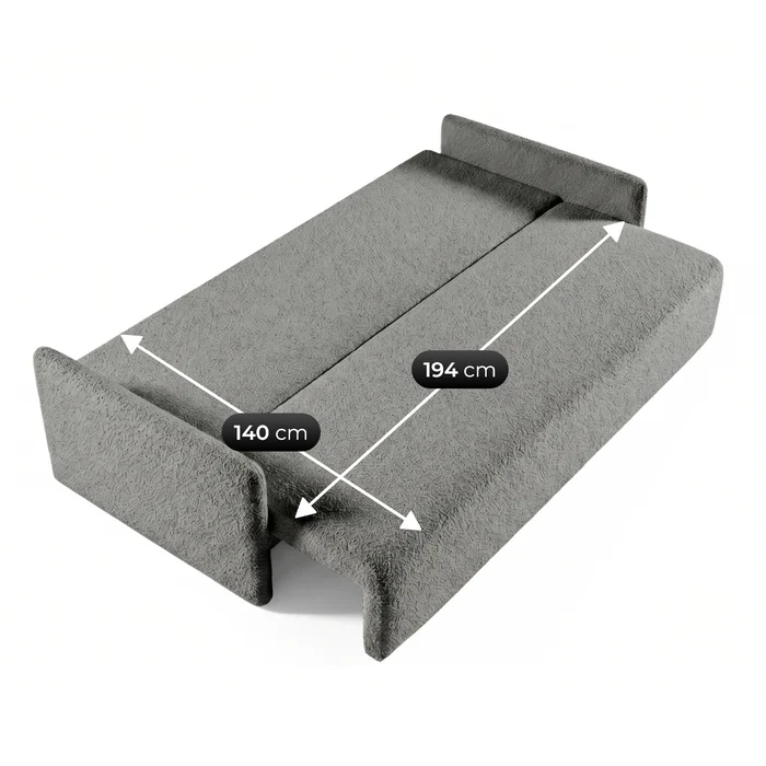 Sofa VENI Rozkładana Dwuosobowa Ciemnoszara Boucle Nowoczesna
