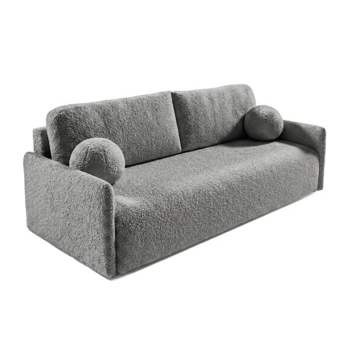 Sofa VENI Rozkładana Dwuosobowa Ciemnoszara Boucle Nowoczesna