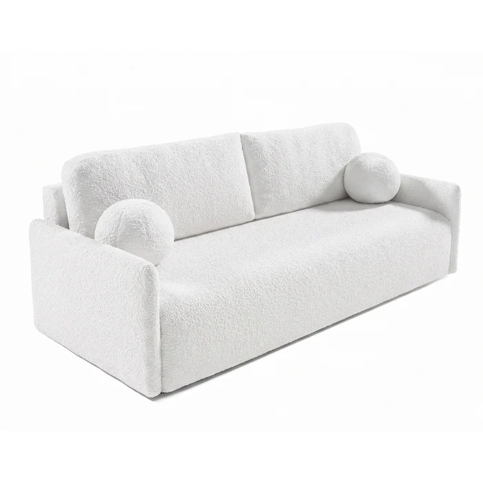 Sofa VENI Rozkładana Dwuosobowa Kremowa Boucle Nowoczesna