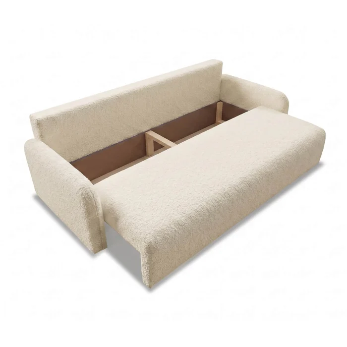 Sofa DUO Rozkładana Dwuosobowa Beżowa Boucle Nowoczesna