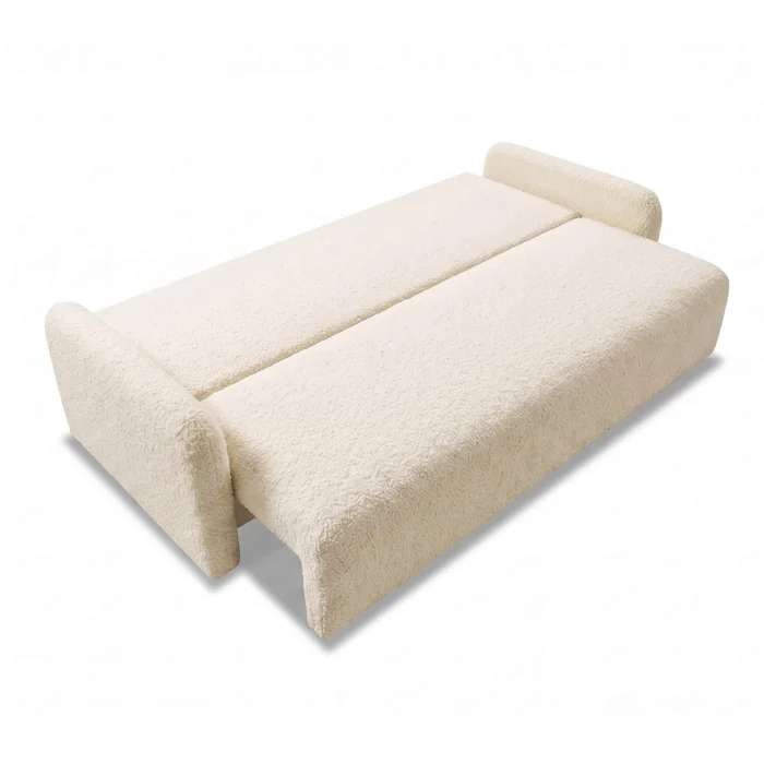 Sofa DUO Rozkładana Dwuosobowa Beżowa Boucle Nowoczesna