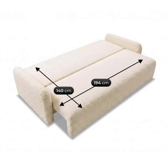 Sofa DUO Rozkładana Dwuosobowa Beżowa Boucle Nowoczesna