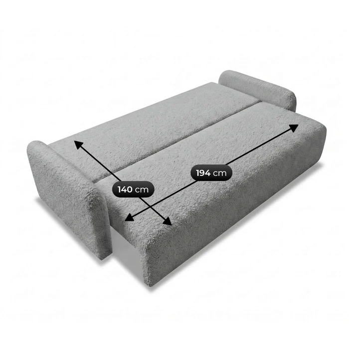 Sofa DUO Rozkładana Dwuosobowa Ciemnoszara Boucle Nowoczesna
