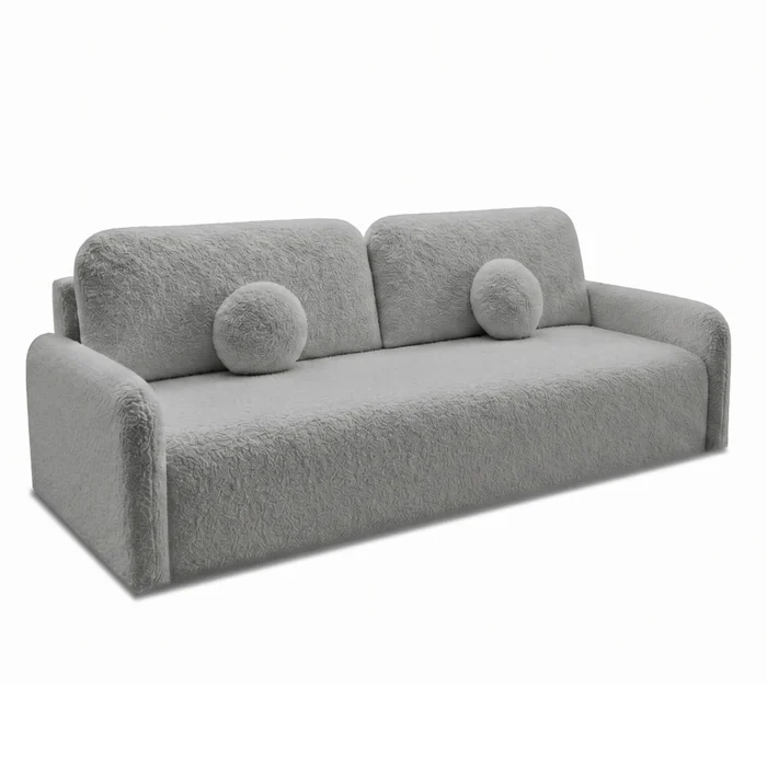 Sofa DUO Rozkładana Dwuosobowa Ciemnoszara Boucle Nowoczesna