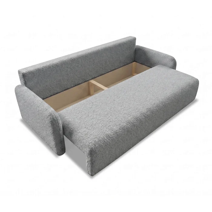 Sofa DUO Rozkładana Dwuosobowa Ciemnoszara Boucle Nowoczesna