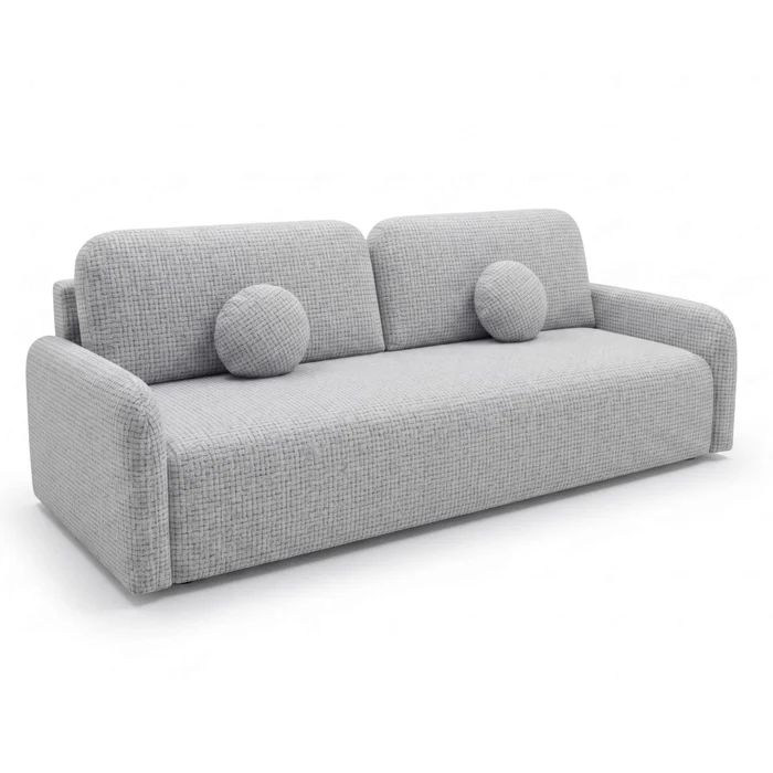 Sofa DUO Rozkładana Dwuosobowa Szara Szenil Nowoczesna
