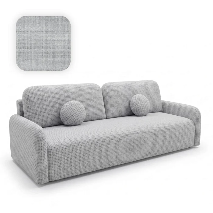 Sofa DUO Rozkładana Dwuosobowa Szara Szenil Nowoczesna