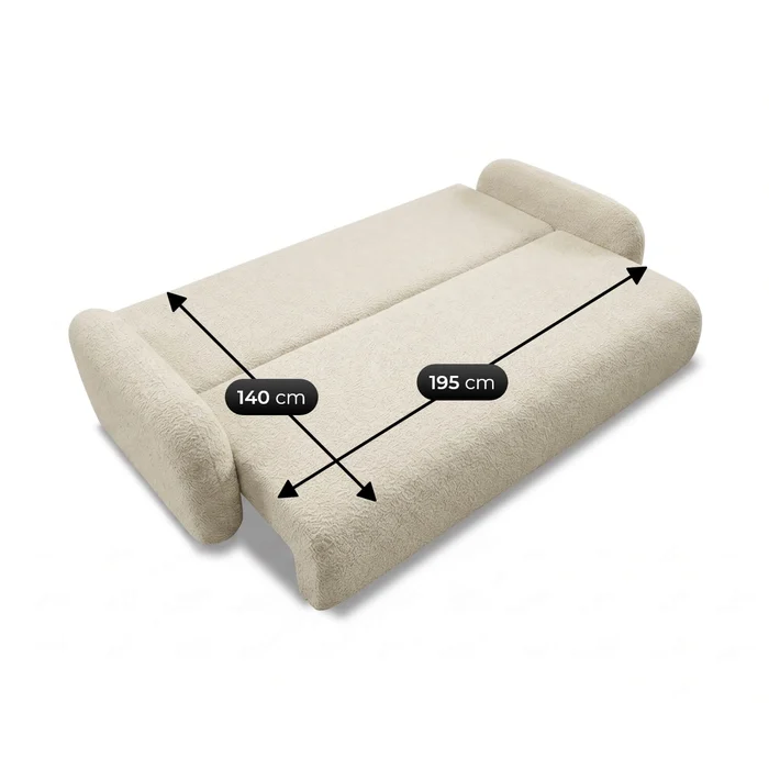 Sofa VIDI Rozkładana Dwuosobowa Beżowa Boucle Nowoczesna