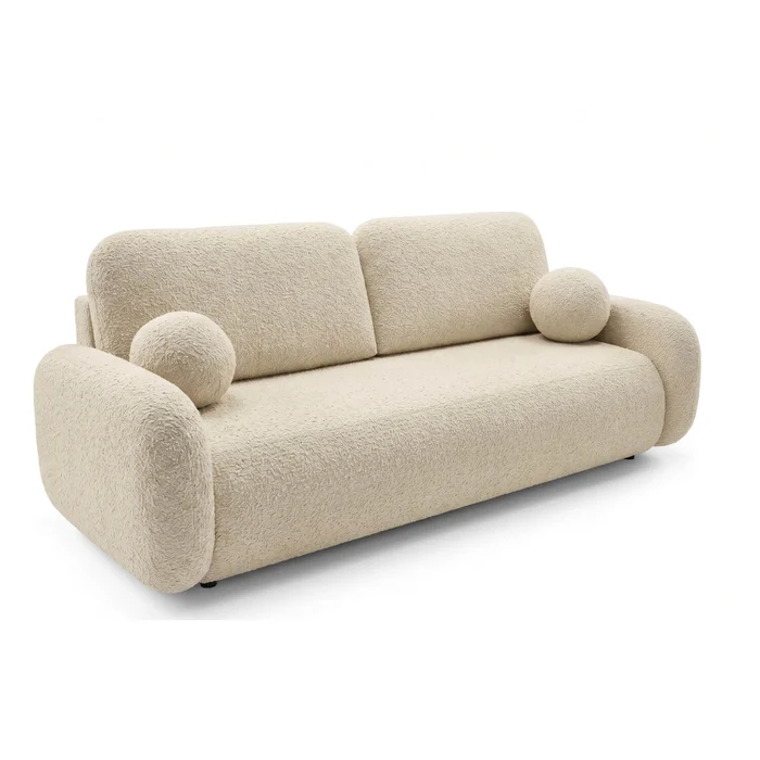 Sofa VIDI Rozkładana Dwuosobowa Beżowa Boucle Nowoczesna