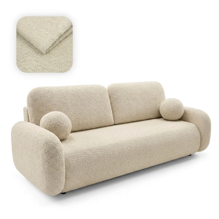 Sofa VIDI Rozkładana Dwuosobowa Beżowa Boucle Nowoczesna