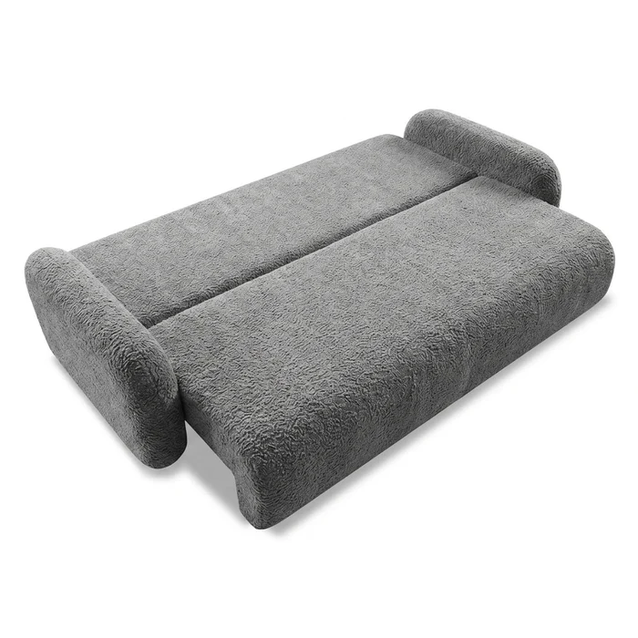 Sofa VIDI Rozkładana Dwuosobowa Ciemnoszara Boucle Nowoczesna