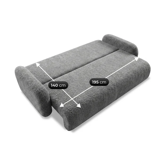 Sofa VIDI Rozkładana Dwuosobowa Ciemnoszara Boucle Nowoczesna