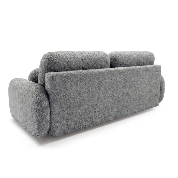 Sofa VIDI Rozkładana Dwuosobowa Ciemnoszara Boucle Nowoczesna