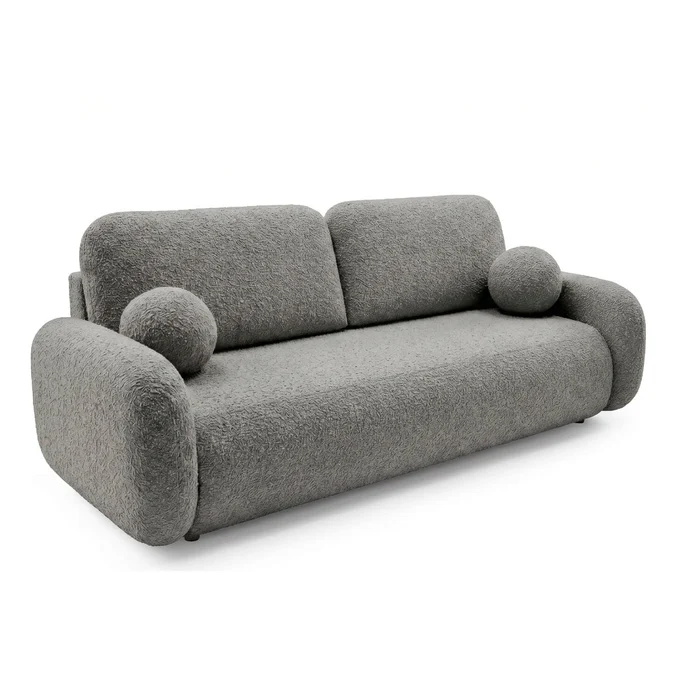 Sofa VIDI Rozkładana Dwuosobowa Ciemnoszara Boucle Nowoczesna