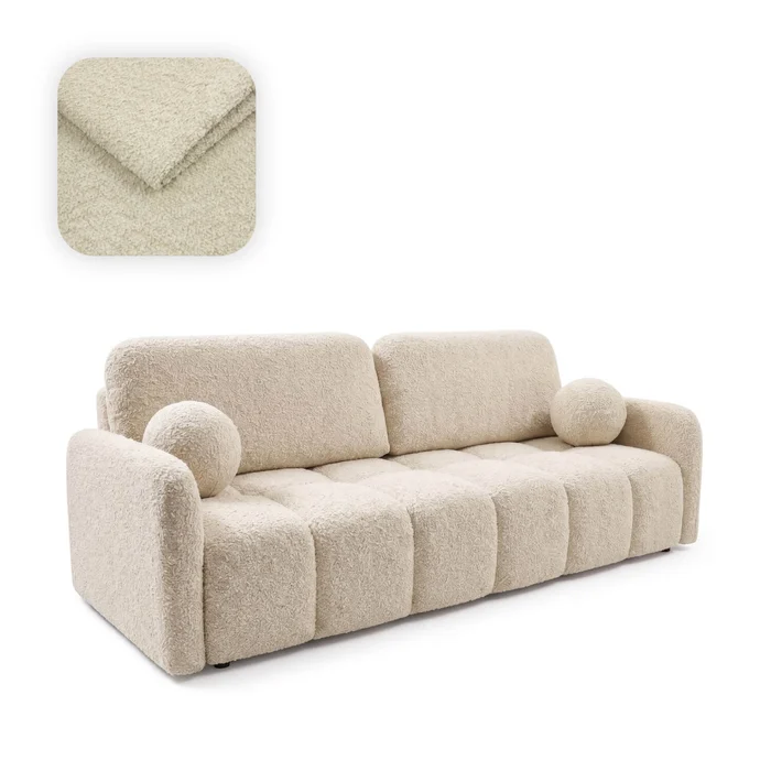 Sofa ZEN Rozkładana Dwuosobowa Beżowa Boucle Nowoczesna