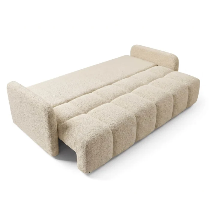 Sofa ZEN Rozkładana Dwuosobowa Beżowa Boucle Nowoczesna
