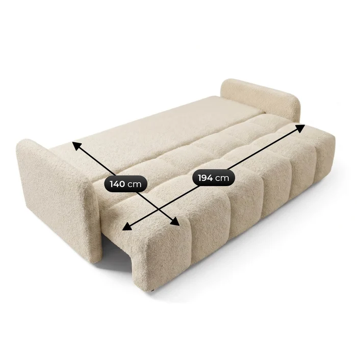 Sofa ZEN Rozkładana Dwuosobowa Beżowa Boucle Nowoczesna