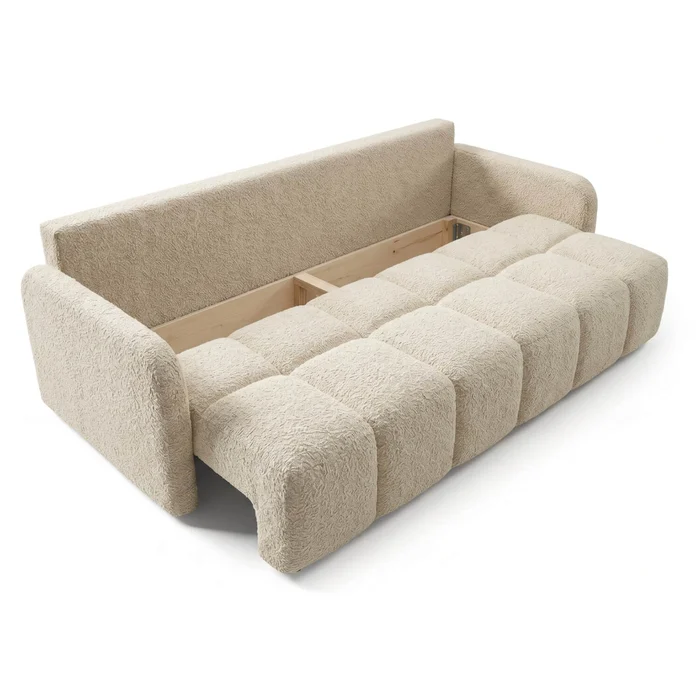Sofa ZEN Rozkładana Dwuosobowa Beżowa Boucle Nowoczesna