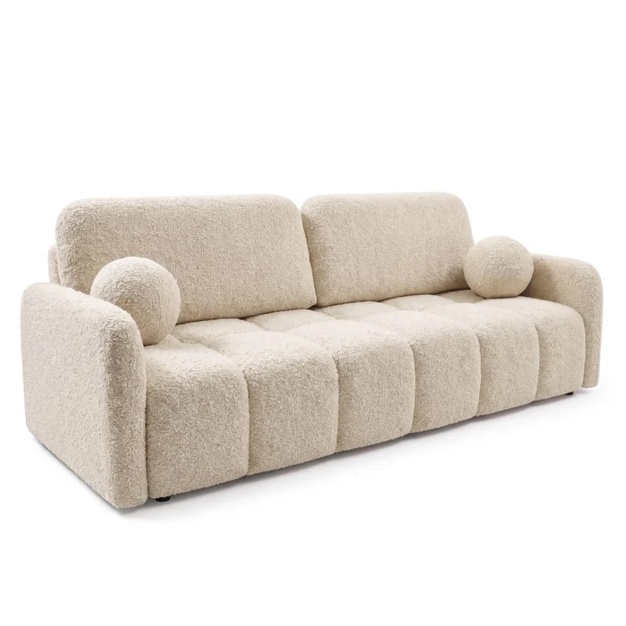Sofa ZEN Rozkładana Dwuosobowa Beżowa Boucle Nowoczesna