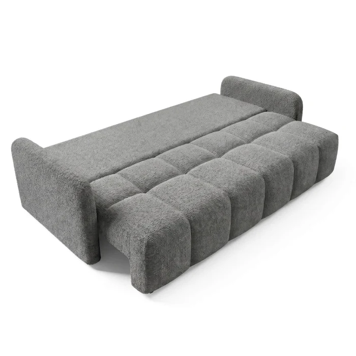 Sofa ZEN Rozkładana Dwuosobowa Ciemnoszara Boucle Nowoczesna