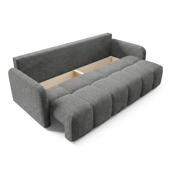Sofa ZEN Rozkładana Dwuosobowa Ciemnoszara Boucle Nowoczesna