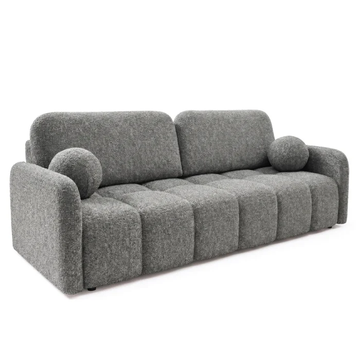 Sofa ZEN Rozkładana Dwuosobowa Ciemnoszara Boucle Nowoczesna