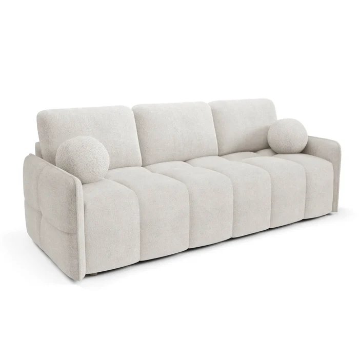 Sofa PURE Rozkładana Dwuosobowa Kremowa Boucle Nowoczesna