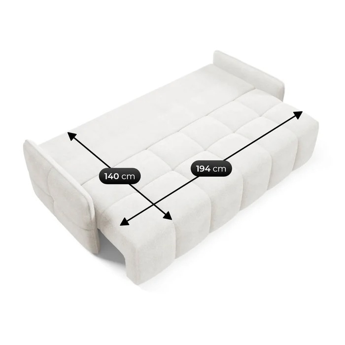 Sofa PURE Rozkładana Dwuosobowa Kremowa Boucle Nowoczesna