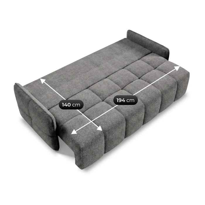 Sofa PURE Rozkładana Dwuosobowa Ciemnoszara Boucle Nowoczesna