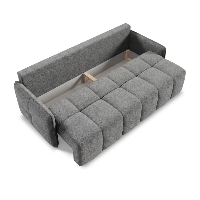 Sofa PURE Rozkładana Dwuosobowa Ciemnoszara Boucle Nowoczesna