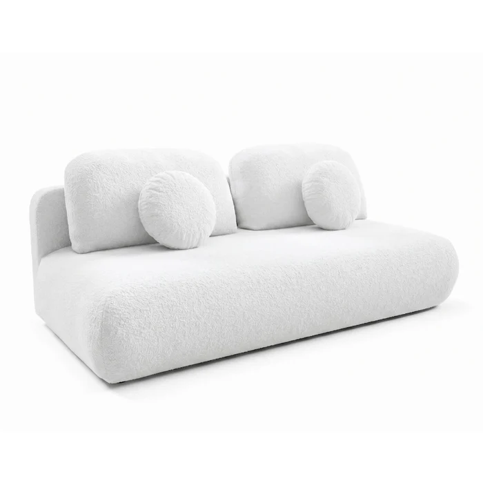 Sofa BASE Rozkładana Dwuosobowa Kremowa Boucle Nowoczesna
