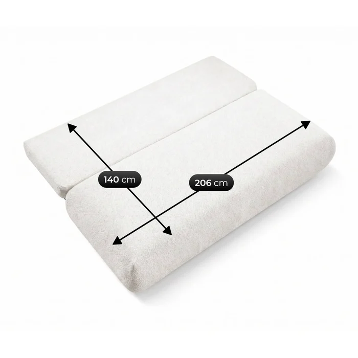 Sofa BASE Rozkładana Dwuosobowa Kremowa Boucle Nowoczesna