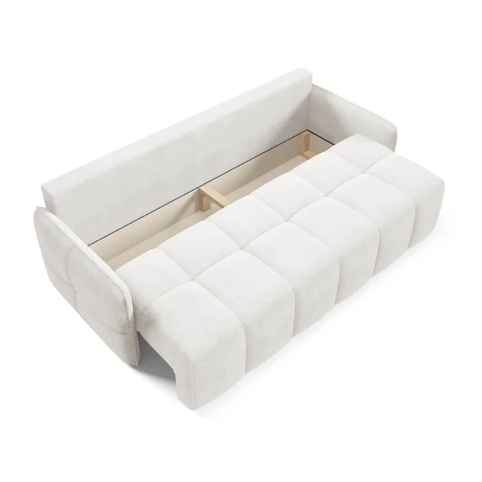 Sofa BASE Rozkładana Dwuosobowa Kremowa Boucle Nowoczesna