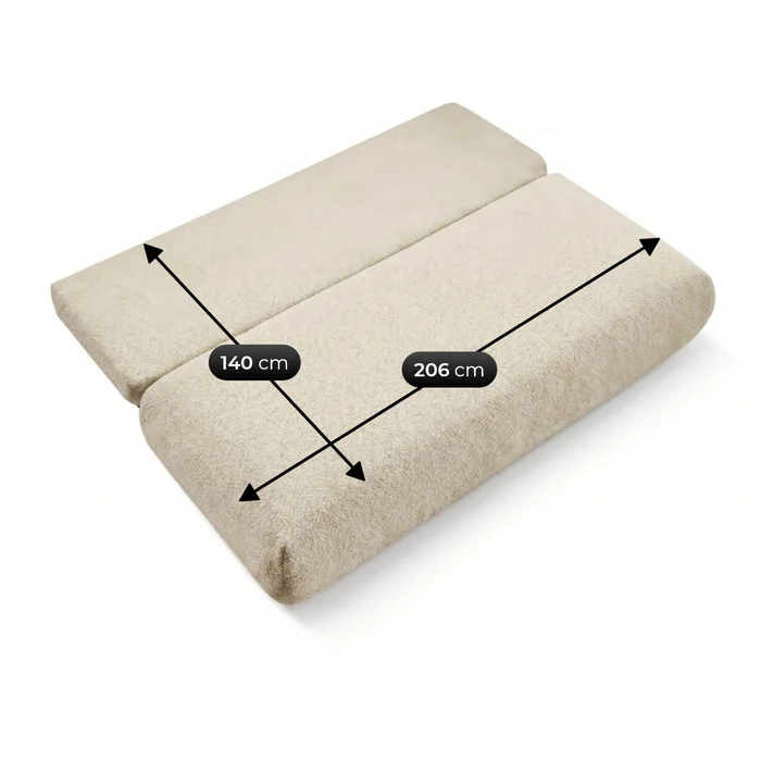 Sofa BASE Rozkładana Dwuosobowa Beżowa Boucle Nowoczesna