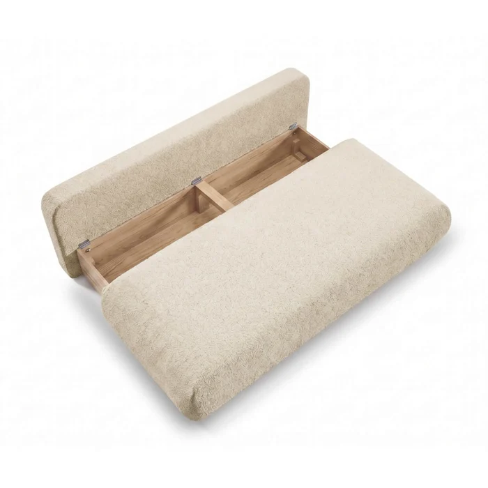 Sofa BASE Rozkładana Dwuosobowa Beżowa Boucle Nowoczesna
