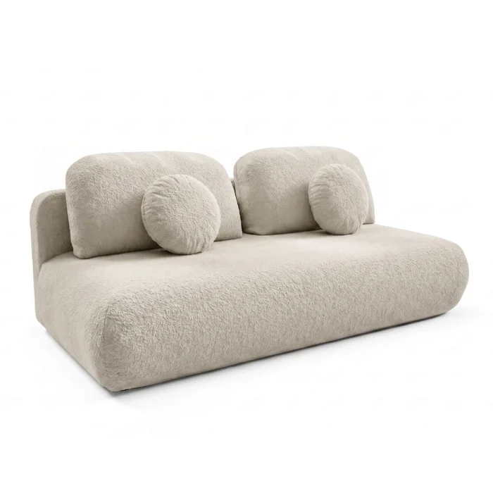 Sofa BASE Rozkładana Dwuosobowa Beżowa Boucle Nowoczesna