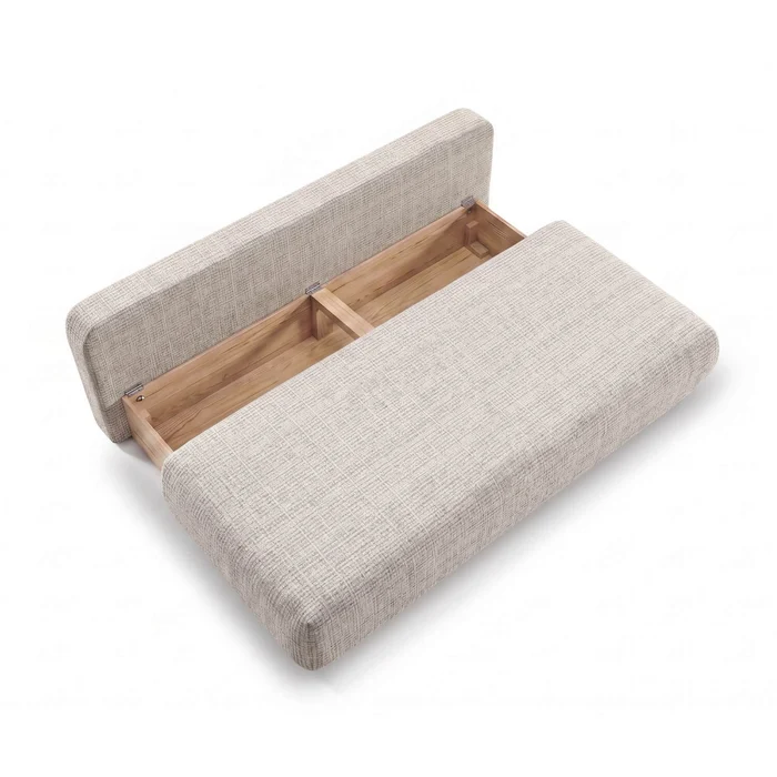 Sofa BASE Rozkładana Dwuosobowa Beżowa Szenil Nowoczesna