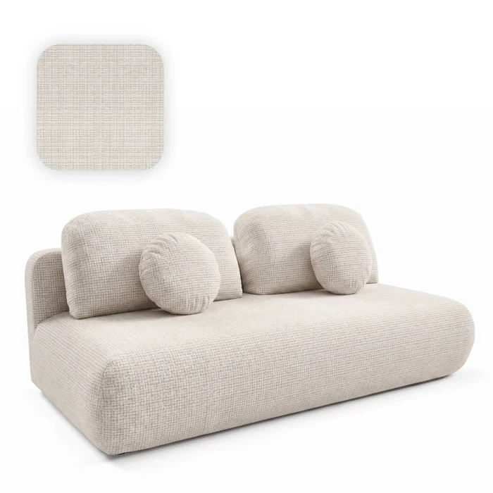 Sofa BASE Rozkładana Dwuosobowa Beżowa Szenil Nowoczesna