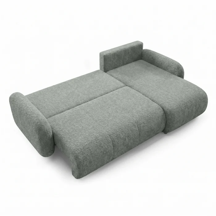 Narożnik z Funkcją Spania GRANDE Ciemnoszary Boucle Nowoczesny