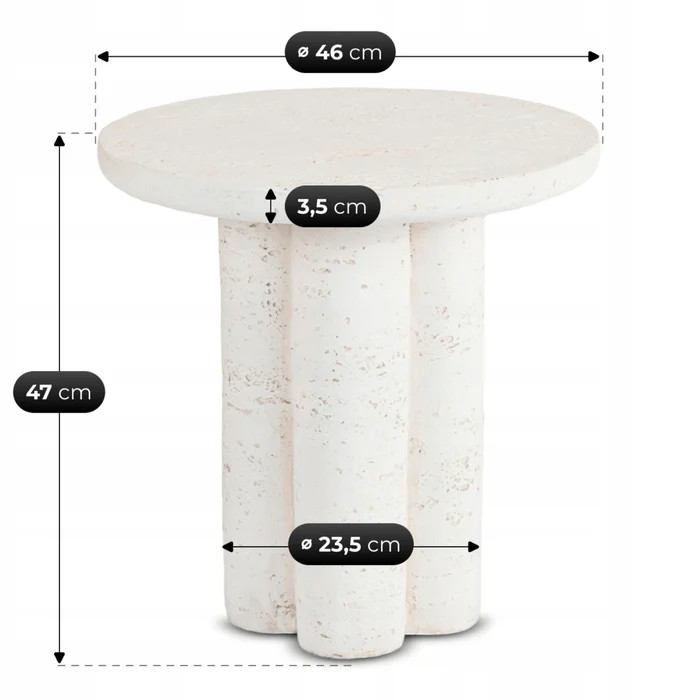 Stolik Kawowy BROK 46 cm Krem/Beż Nowoczesny