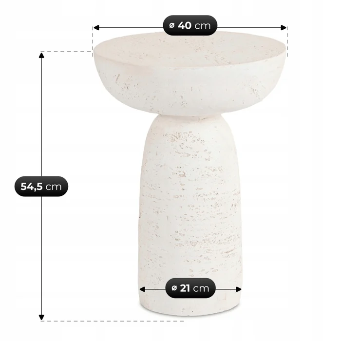 Stolik Kawowy HENRICO 40cm Krem/Beż Nowoczesny
