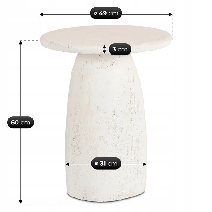 Stolik Kawowy REES 49 cm Krem/Beż Nowoczesny