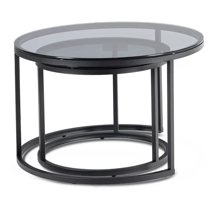 Zestaw Stolik&oacute;w Kawowych CARRERA 50 cm/70 cm Szary/Czarny Nowoczesny