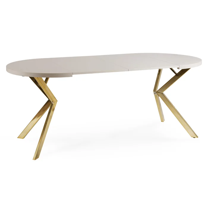 St&oacute;ł Okrągły Rozkładany LUKAS 100-250 cm Kaszmir/Złoty Glamour