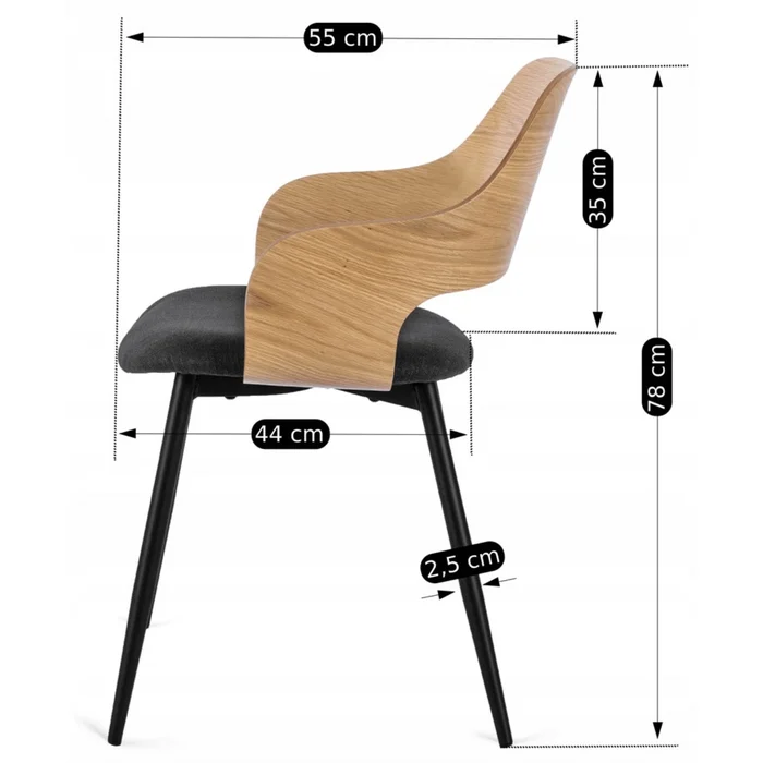 Zestaw St&oacute;ł Rozkładany Ceramiczny LIZBONA 160-200 cm Dąb i 4 Krzesła ORBI Czarne/Dąb