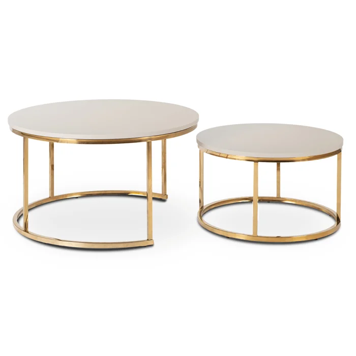 Zestaw Stolik&oacute;w Kawowych APULIA MAX 60 cm/80 cm Kaszmir/Złoty Glamour