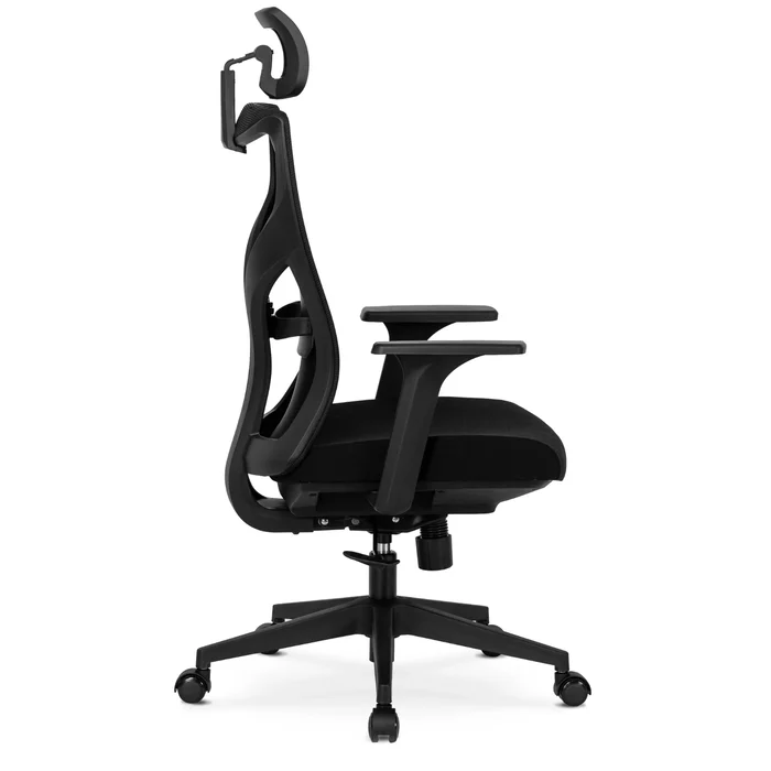 Fotel Biurowy Ergonomiczny Obrotowy SPIRAL Czarny z Zagłówkiem do Pracy